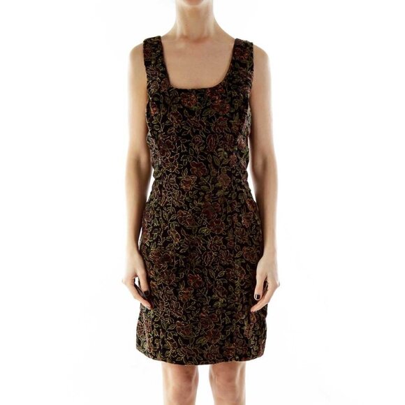RAMPAGE Black Red Green Flower Embroidered Dress - Picture 1 of 3